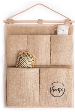 2 Tiers Home Jute Wall Mount Organizer 35 x 45 cm