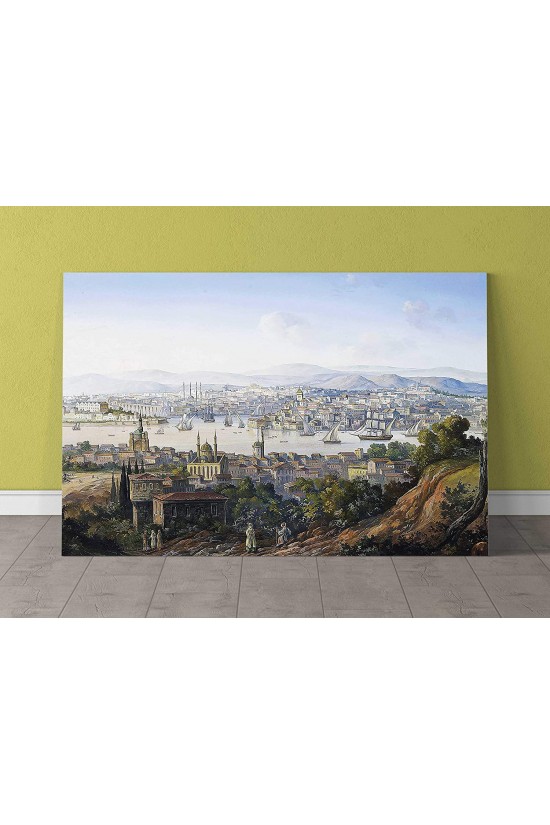 Turcs Regardant Istanbul Peinture Sur Toile, 90x140 Cm