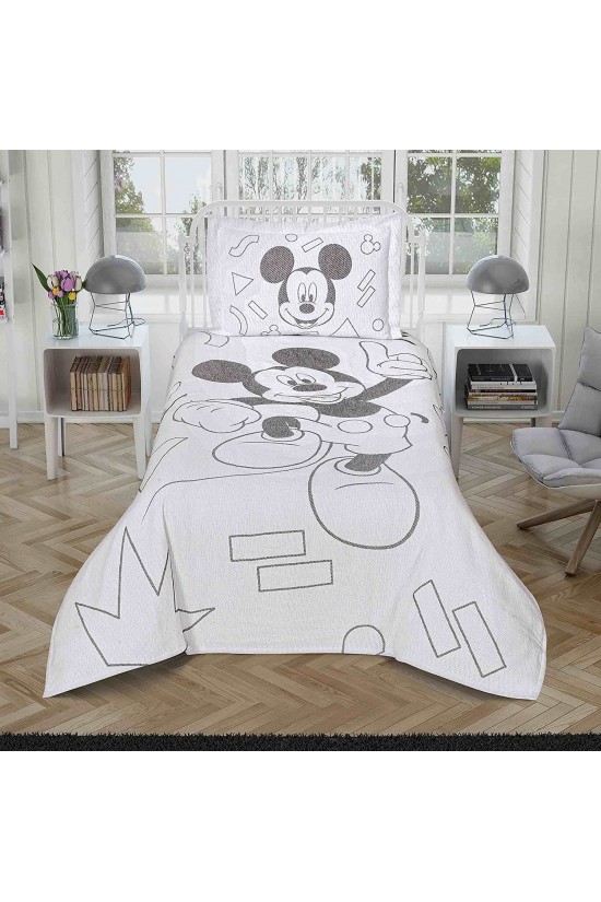 1000037695 Couvre-lit Jacquard sous licence Disney Mickey Enjoy Multicolore