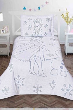 1000037694 Disney Frozen Snow Flower Licensed Jacquard Bedspread Multi Color