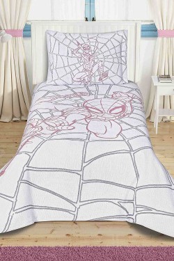 1000037692 Disney Spiderman Action Licensed Jacquard Bedspread Multi Color