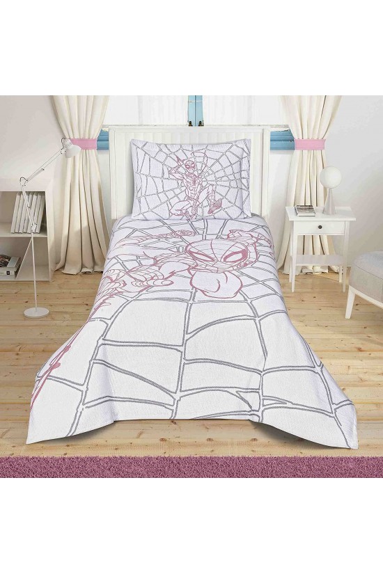 1000037692 Disney Spiderman Action Licensed Jacquard Bedspread Multi Color