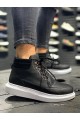 Knack High-Sole-Schuhe 504 Schwarz (weiße Sohle)