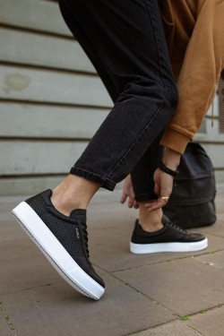 Knack Casual Shoes 011 Μαύρο (Λευκή σόλα)