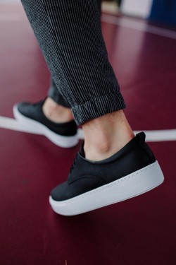 Knack Casual Shoes 077 Μαύρο (Λευκή σόλα)