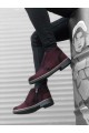 K&A-BA0045 Hidden Lace-Up Claret Red Suede Black Sole Casual Men's Sports Classic Cheville Bottines