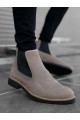 K&A-BA0058 Chelsea-Schnürstiefel, elastisch, cremefarben, Halbstiefel für Herren