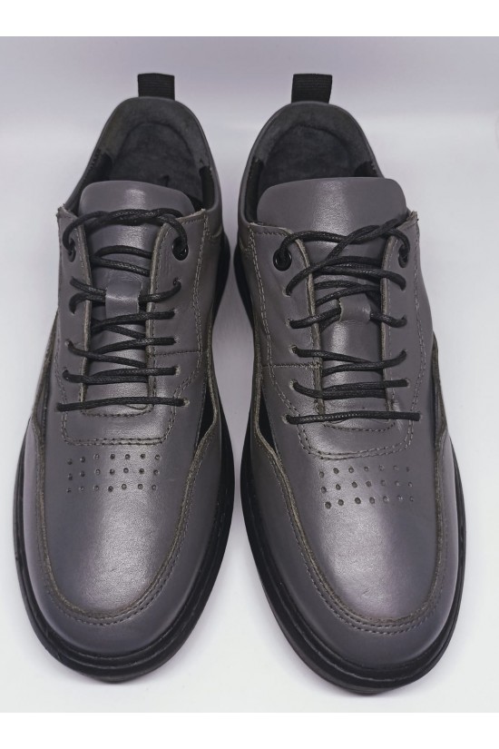 CHAUSSURES CASUAL HOMME EN CUIR VÉRITABLE COULEUR ANTHRACITE