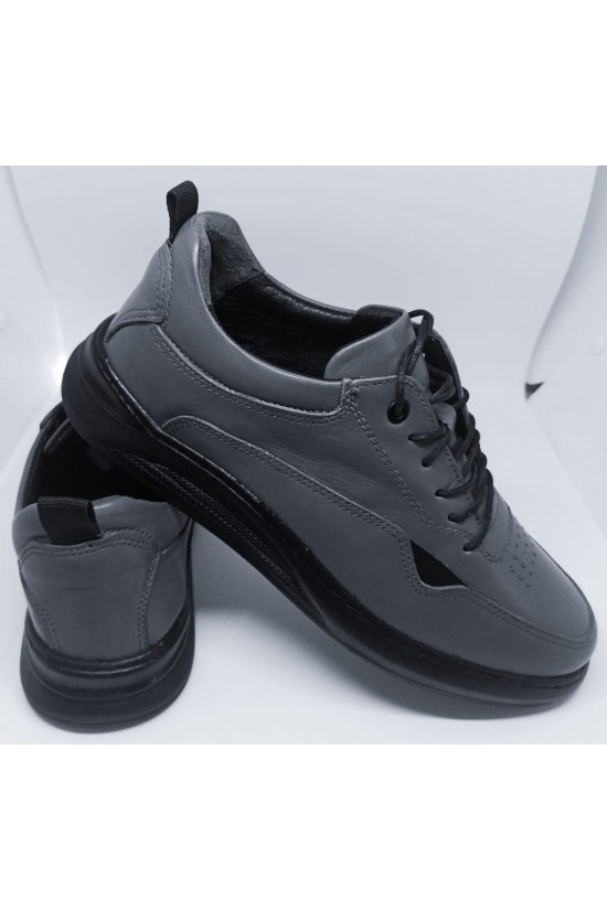 CHAUSSURES CASUAL HOMME EN CUIR VÉRITABLE COULEUR ANTHRACITE