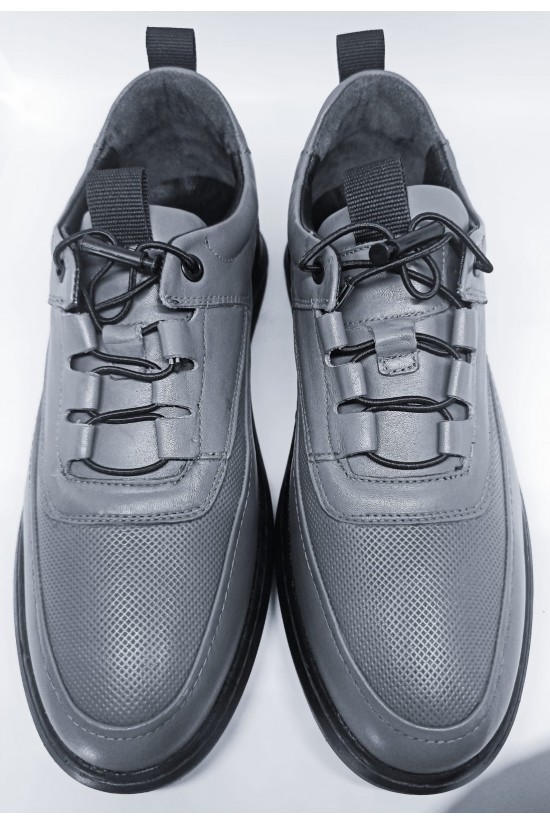 CHAUSSURES CASUAL HOMME EN CUIR VÉRITABLE COULEUR ANTHRACITE