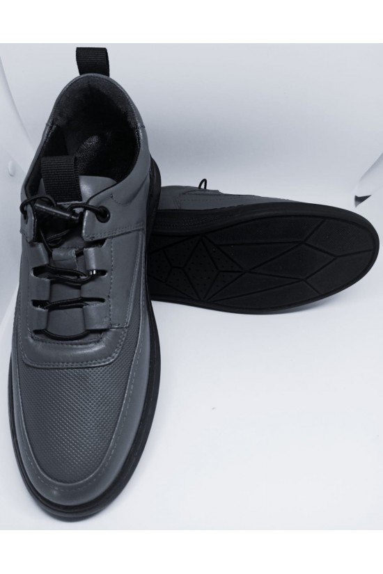 CHAUSSURES CASUAL HOMME EN CUIR VÉRITABLE COULEUR ANTHRACITE