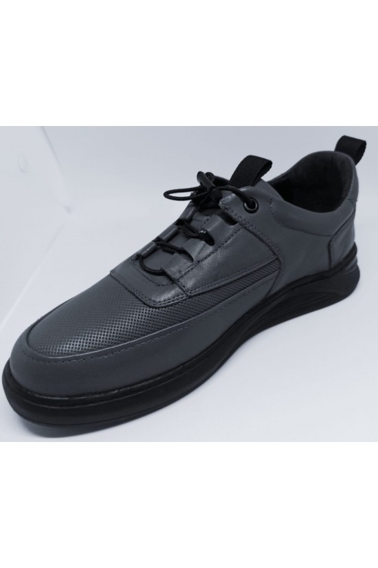 CHAUSSURES CASUAL HOMME EN CUIR VÉRITABLE COULEUR ANTHRACITE