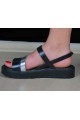 WOMEN'S ORTHOPEDIC SANDALS GENUINE LEATHER BLACK - SILVER