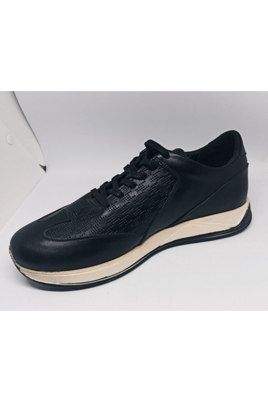 CHAUSSURES DE SPORT EN CUIR VÉRITABLE POUR HOMME COULEUR NOIRE