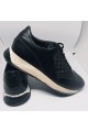 CHAUSSURES DE SPORT EN CUIR VÉRITABLE POUR HOMME COULEUR NOIRE