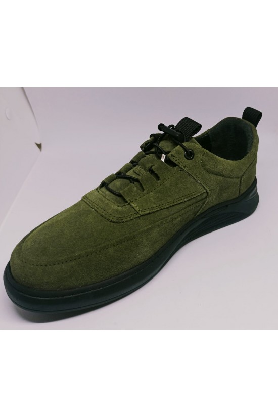 LÄSSIGE HERRENSCHUHE AUS ECHTEM WILDLEDER, GRÜNE FARBE