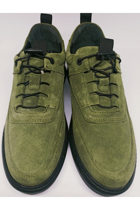 LÄSSIGE HERRENSCHUHE AUS ECHTEM WILDLEDER, GRÜNE FARBE