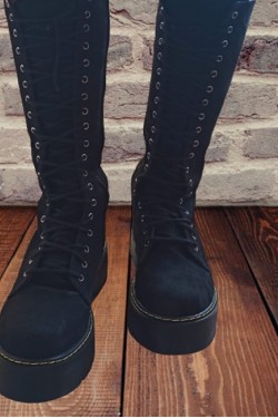 BOTTES LONGUES EN DAIM POUR FEMME COULEUR NOIRE