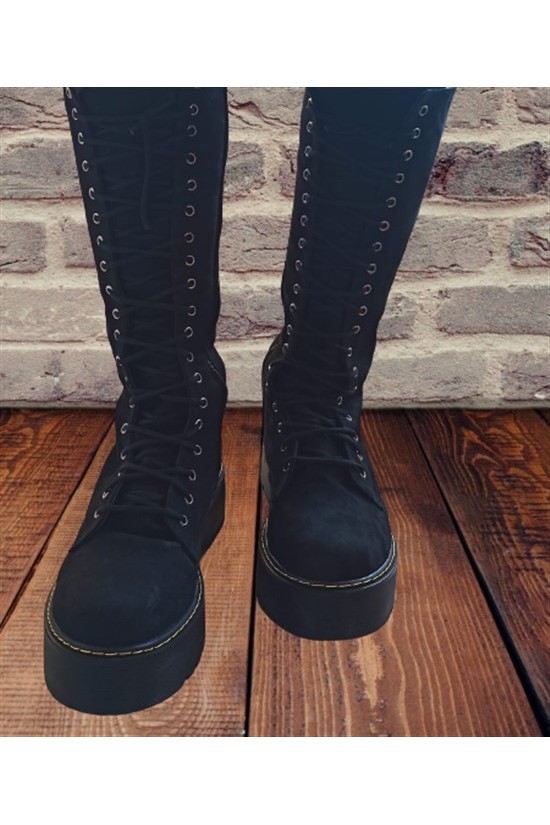 WOMEN'S SUEDE LONG BOOTS BLACK COLOR