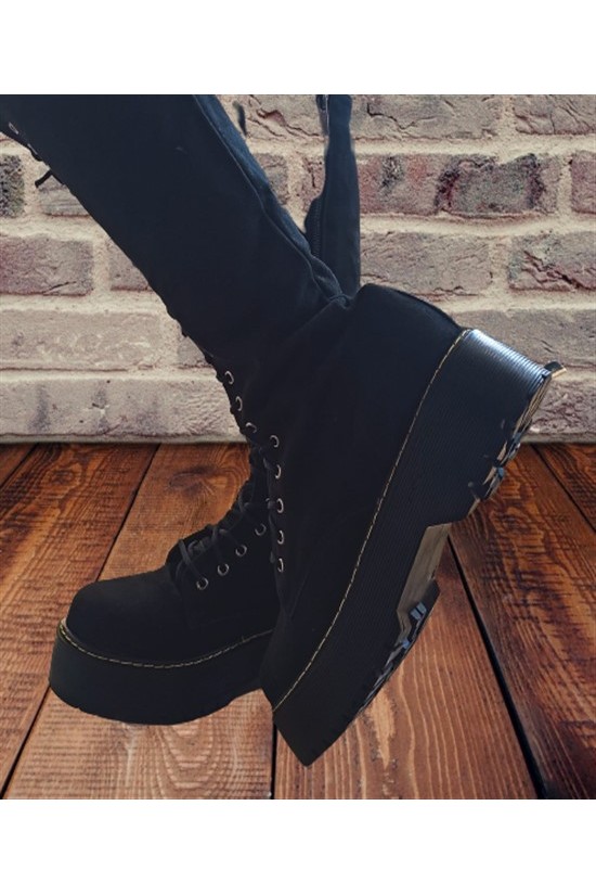 WOMEN'S SUEDE LONG BOOTS BLACK COLOR