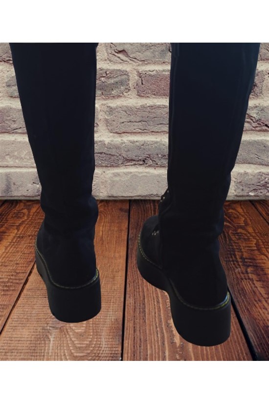 WOMEN'S SUEDE LONG BOOTS BLACK COLOR