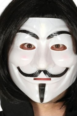 Black Color Fit Short Hair and V For Vendetta Mask Anonymous Mask