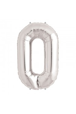 0 Number Foil Balloon Silver 40 inch