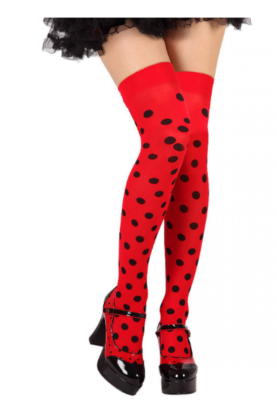 1 Pair of Red Over Black Polka Dot Halloween Party Socks