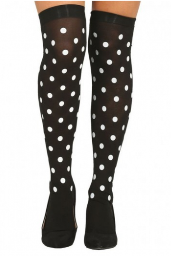 1 Pair of Black On White Polka Dot Halloween Party Socks