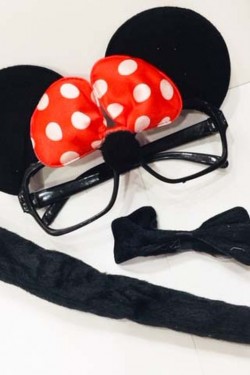 Minnie Mouse Gözlüğü Papyonu Kuyruğu Seti