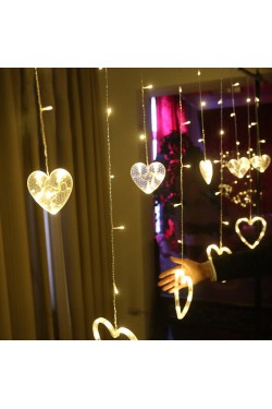 Coeur Décor Animé Rideau Led Lumineux 3 Mètres