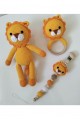 Arife Hanım Amigurumi Gift Lion Newborn Sleeping Companion Pacifier Chain And Rattle Set