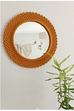 Miroir mural en macramé au design artisanal Arife Hanım