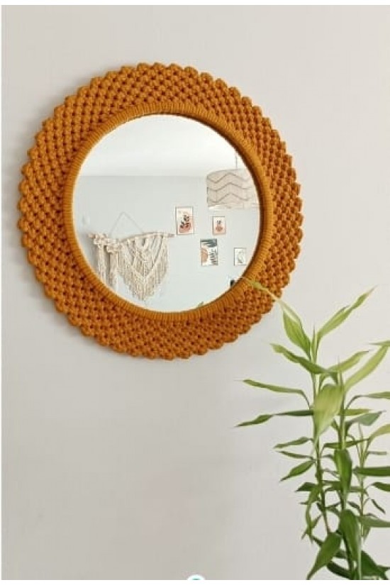 Miroir mural en macramé au design artisanal Arife Hanım