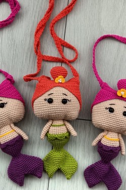 Arife Hanım Amigurumi Handcrafted Fish Girl Bag (Price is for 1 piece.)