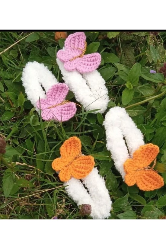 Arife Hanım Amigurumi El İşçiliği Çıt Çıtlı Kelebek Toka (2 adet fiyatıdır.)