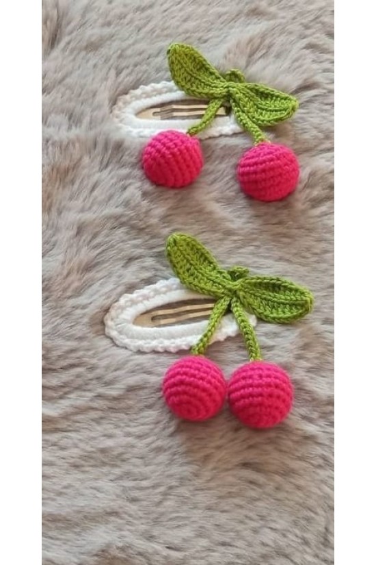 Arife Hanım Amigurumi Handwork Snap Snap Cherry Buckle (Price for 2 pieces.)