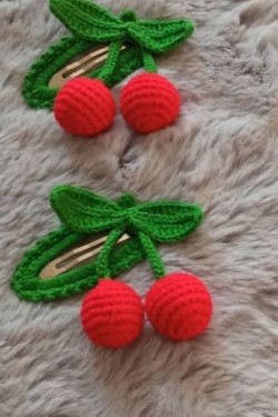 Arife Hanım Amigurumi Handwork Snap Snap Cherry Buckle (Preis für 2 Stück.)