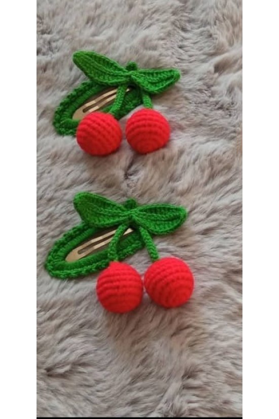 Arife Hanım Amigurumi Handwork Snap Snap Cherry Buckle (Prix pour 2 pièces.)