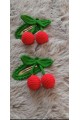 Arife Hanım Amigurumi Handwork Snap Snap Cherry Buckle (Price for 2 pieces.)