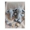 Arife Hanım Amigurumi Gift Grey Elephant Set Sleeping Companion Pacifier Strap Hochet Set