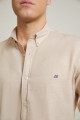 Slim Fit Bej Oxford Gömlek - Erkek
